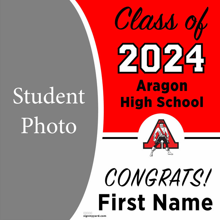 Aragon High School 24x24 Class of 2024 Yard Sign with Photo(Option C)