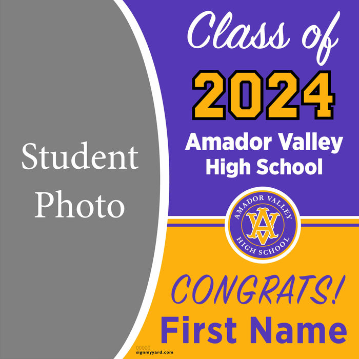 Amador Valley High School 24x24 Class of 2024 Yard Sign with Photo(Option C)