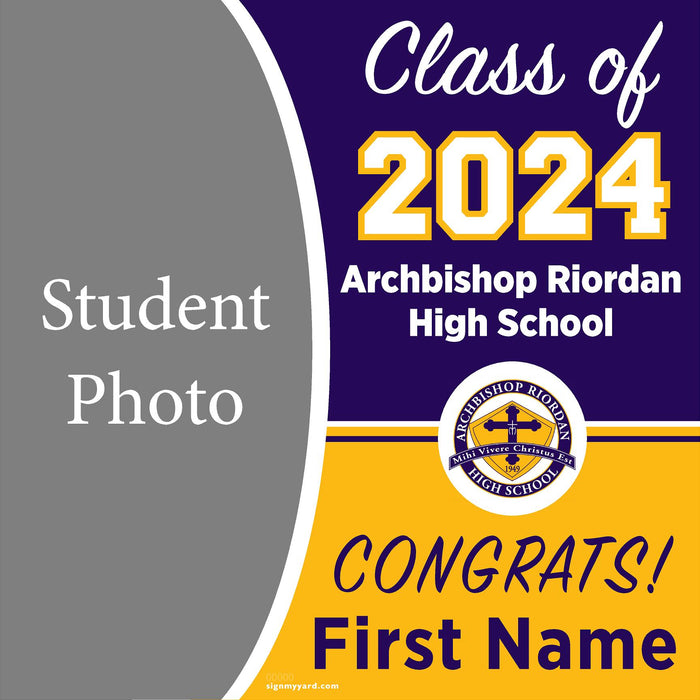 Archbishop Riordan High School 24x24 Class of 2024 Yard Sign with Photo(Option C)