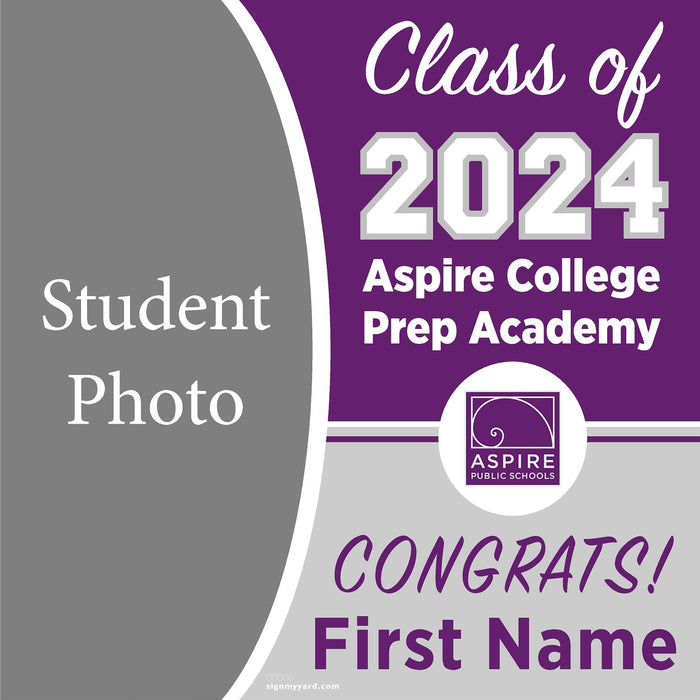 Aspire College Prep Academy Richmond 24x24 Class of 2024 Yard Sign with Photo(Option C)