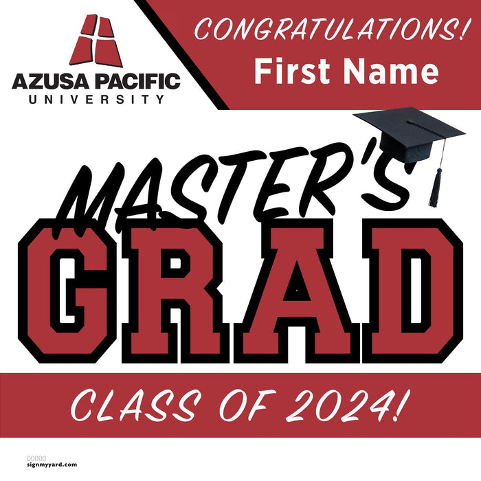 Azuza Pacific University (Masters) 24x24 Class of 2024 Yard Sign (Option A)