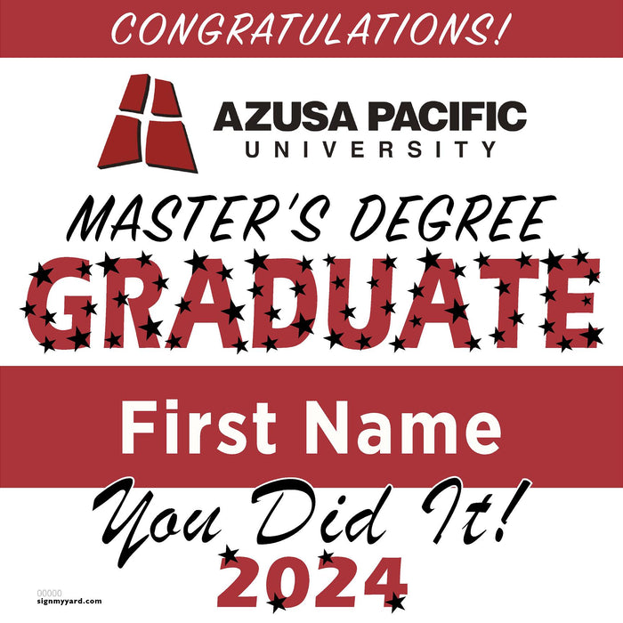 Azuza Pacific University (Masters) 24x24 Class of 2024 Yard Sign (Option B)