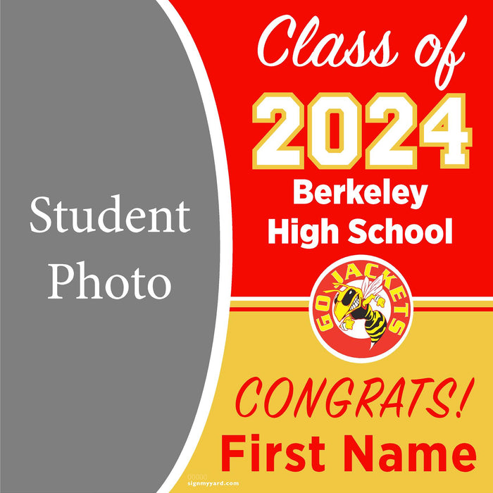 Berkeley High School 24x24 Class of 2024 Yard Sign with Photo(Option C)