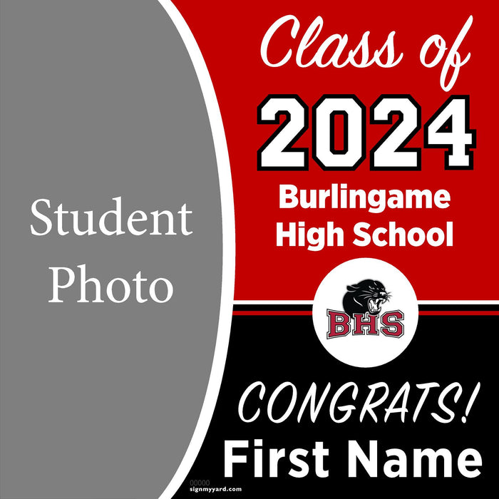 Burlingame High School 24x24 Class of 2024 Yard Sign with Photo(Option C)