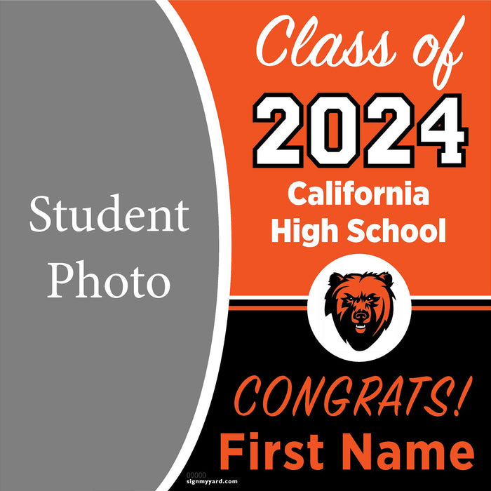 California High School 24x24 Class of 2024 Yard Sign with Photo(Option C)
