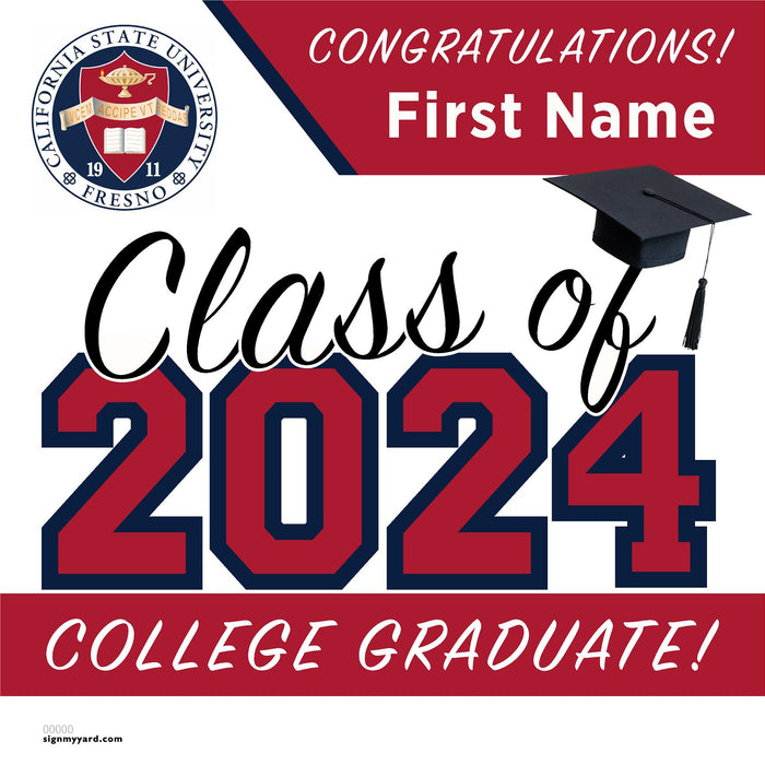 Cal State Fresno 24x24 Class of 2024 Yard Sign (Option A)