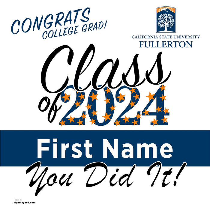 Cal State Fullerton University 24x24 Class of 2024 Yard Sign (Option B)