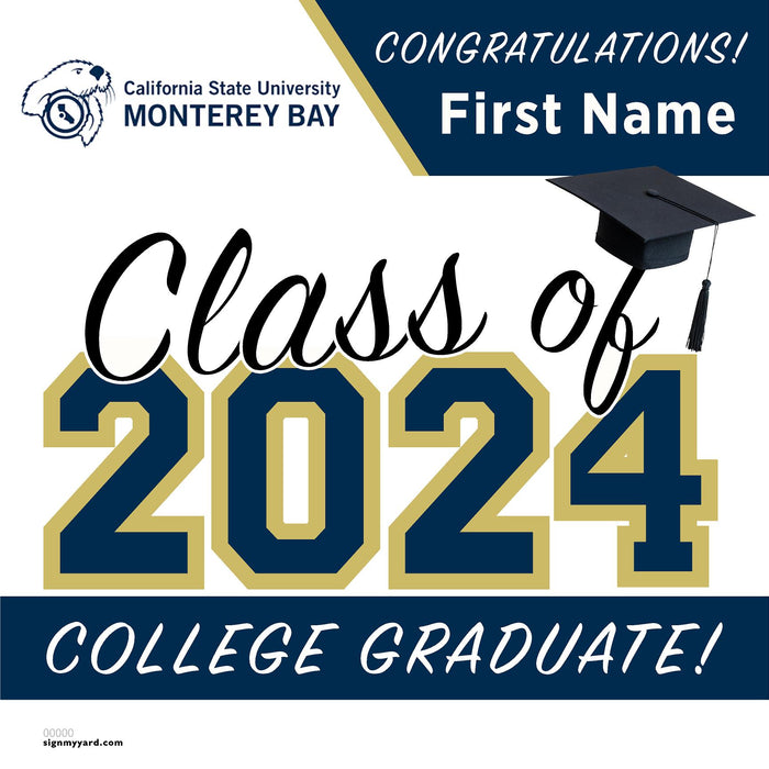 Cal State Monterey Bay 24x24 Class of 2024 Yard Sign (Option A)