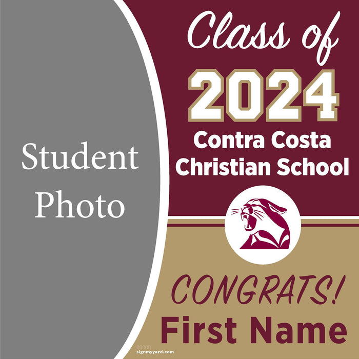 Contra Costa Christian High School 24x24 Class of 2024 Yard Sign with Photo(Option D)