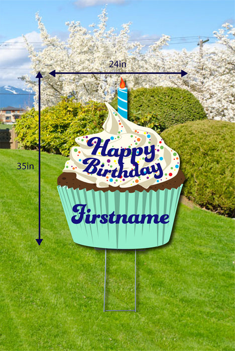 Happy Birthday Cupcake Cutout sign (Option A)