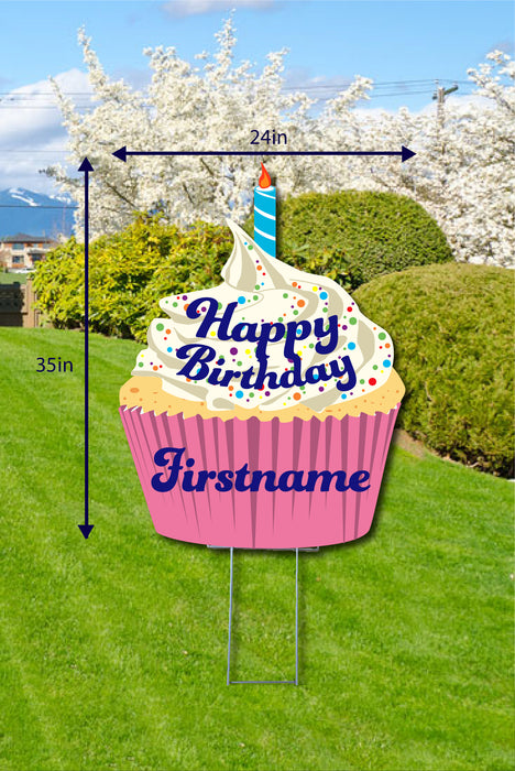 Happy Birthday Cupcake Cutout sign (Option B)