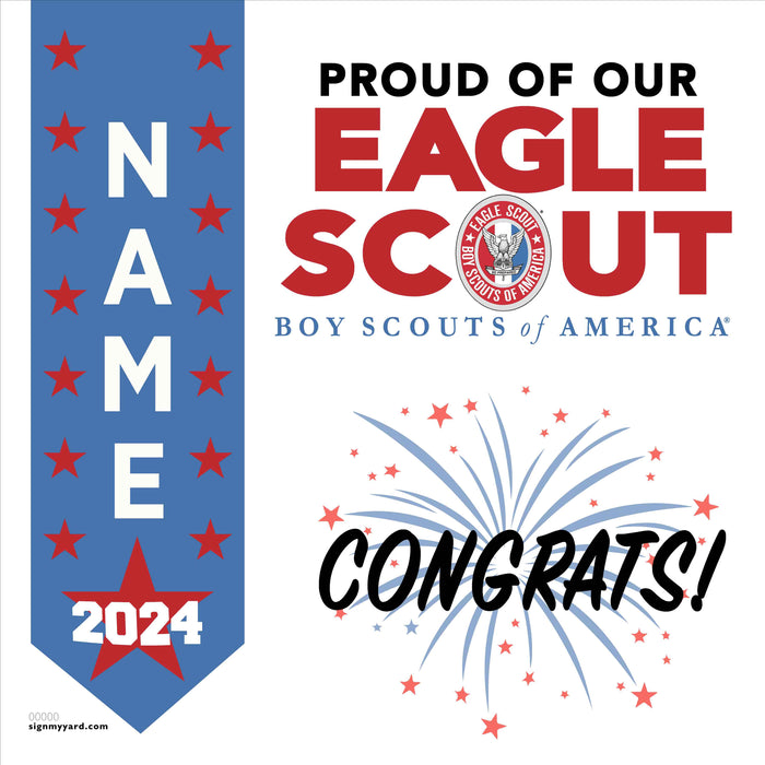 Eagle Scout 2024 Yard Sign 24x24 with installation stake