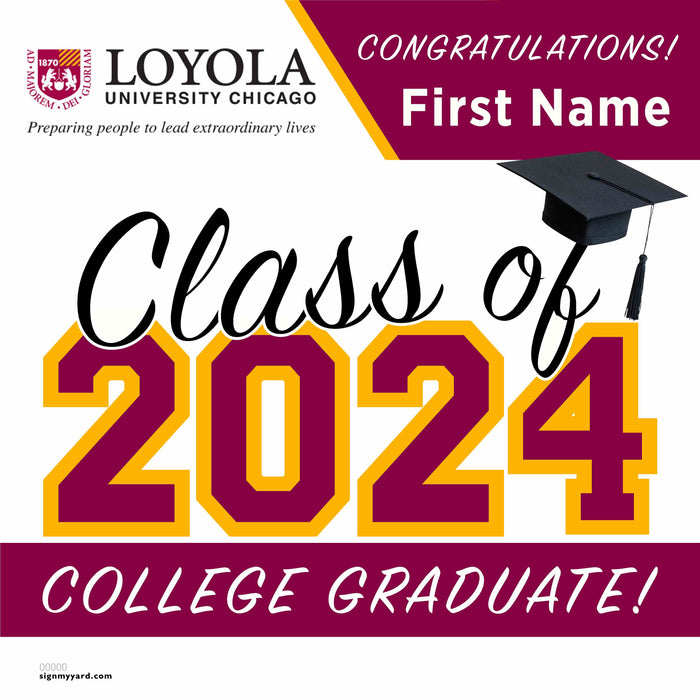Loyola University Chicago 24x24 Class of 2024 Yard Sign (Option A)
