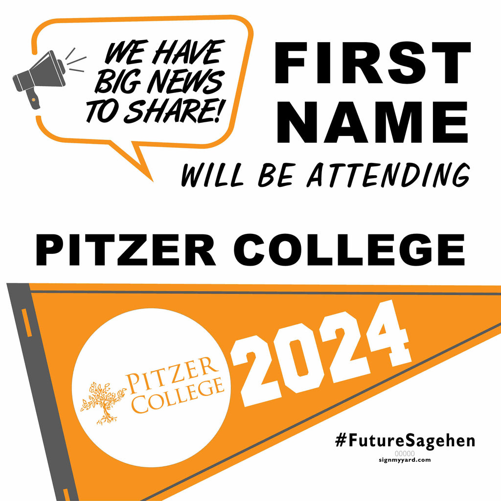 Pitzer College 24x24 College Acceptance Yard Sign (Option B)