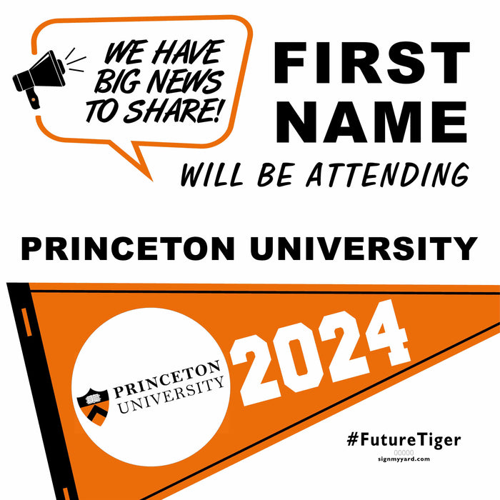 Princeton University 24x24 College Acceptance Yard Sign (Option B)