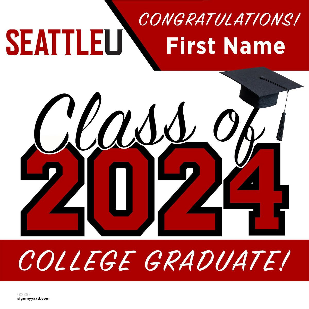 Seattle University 24x24 Class of 2025 Yard Sign (Option A) — SignMyYard