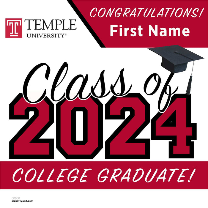 Temple University 24x24 Class of 2024 Yard Sign (Option A)