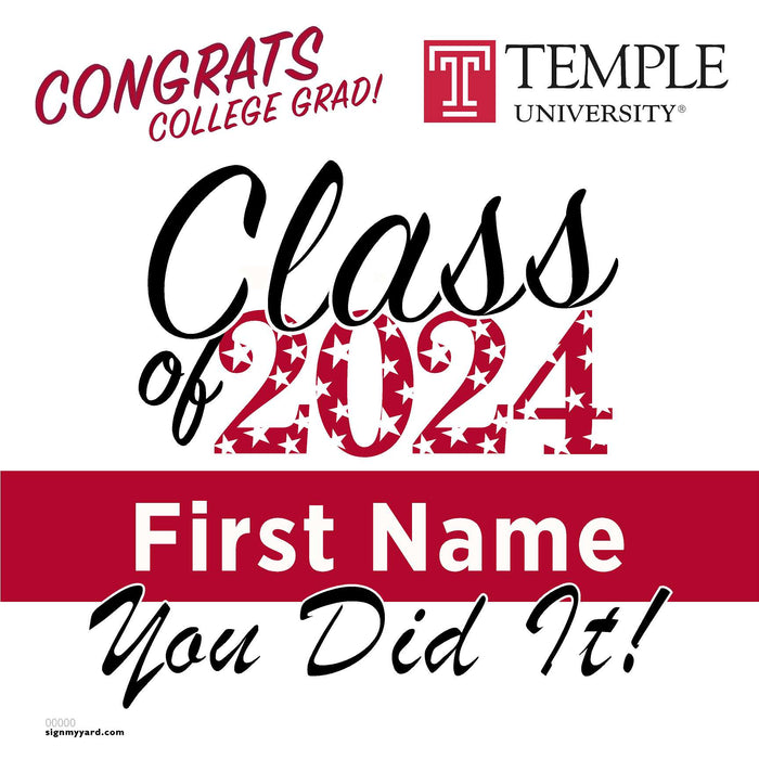 Temple University 24x24 Class of 2024 Yard Sign (Option B)