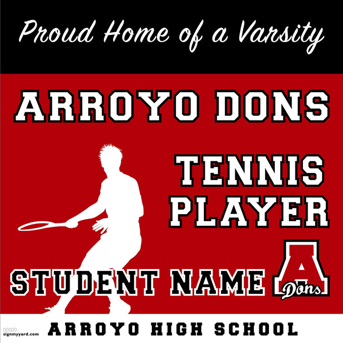 Arroyo High School Boys Varsity Tennis Player 24x24 Yard Sign (includes installation in your yard)