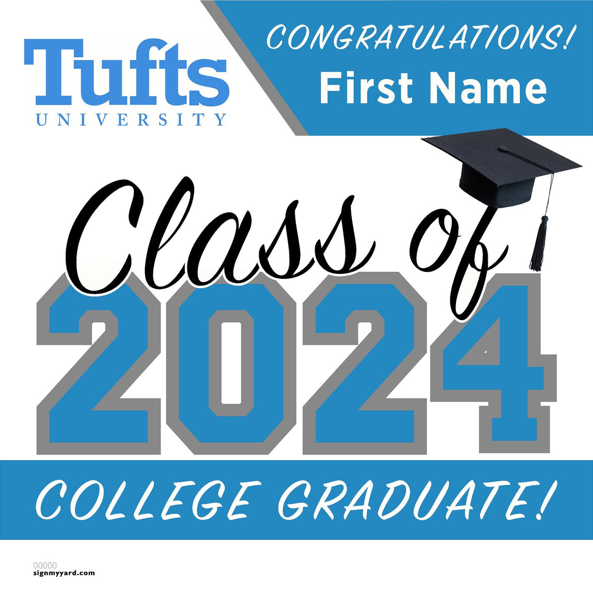 Tufts University 24x24 Class of 2025 Yard Sign (Option A) — SignMyYard