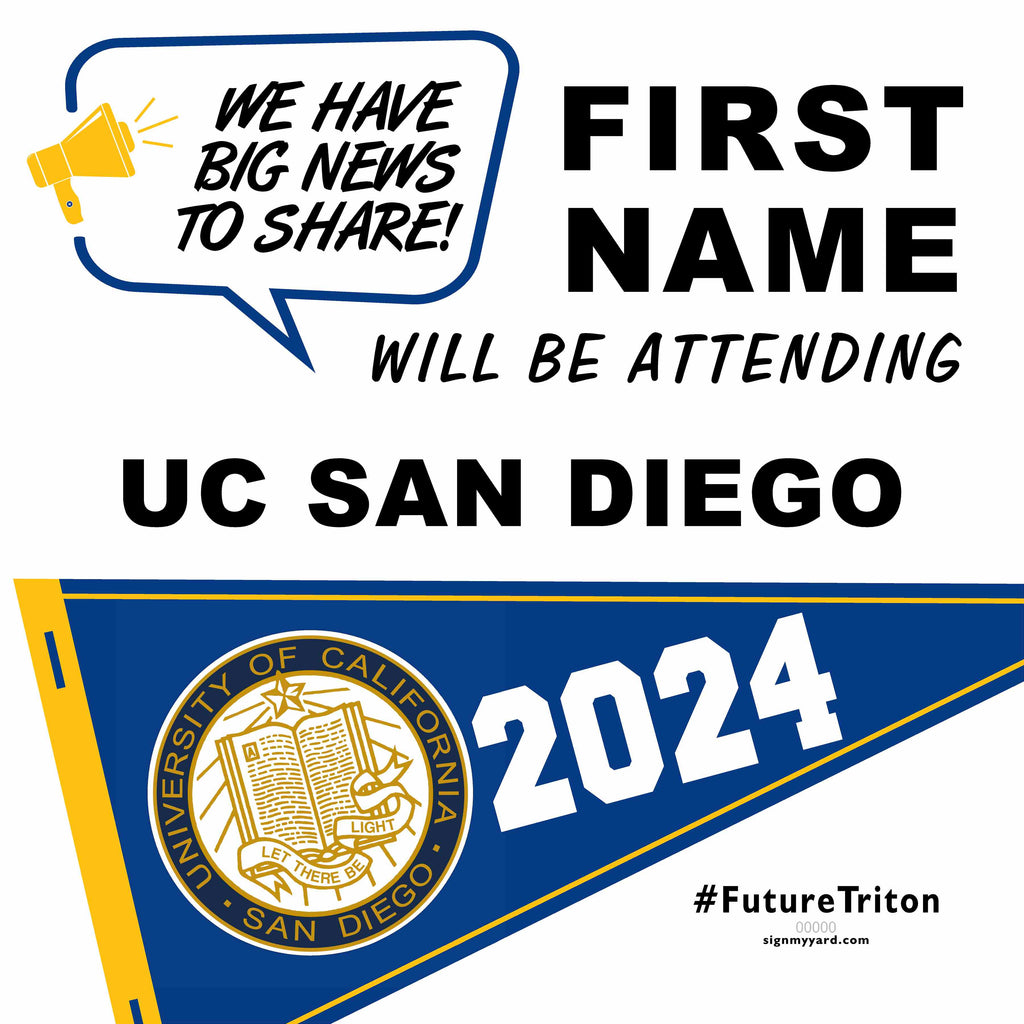 UC San Diego 24x24 College Acceptance Yard Sign (Option B)