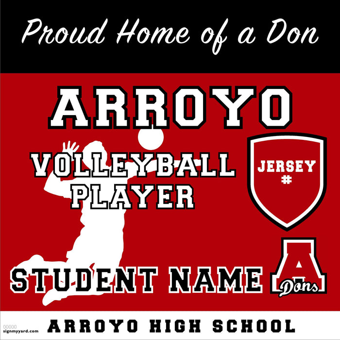 Arroyo High School Boys Volleyball Player(with Jersey#) 24x24 Yard Sign (includes installation in your yard)