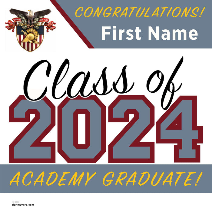 West Point Military Academy 24x24 Class of 2024 Yard Sign (Option A)