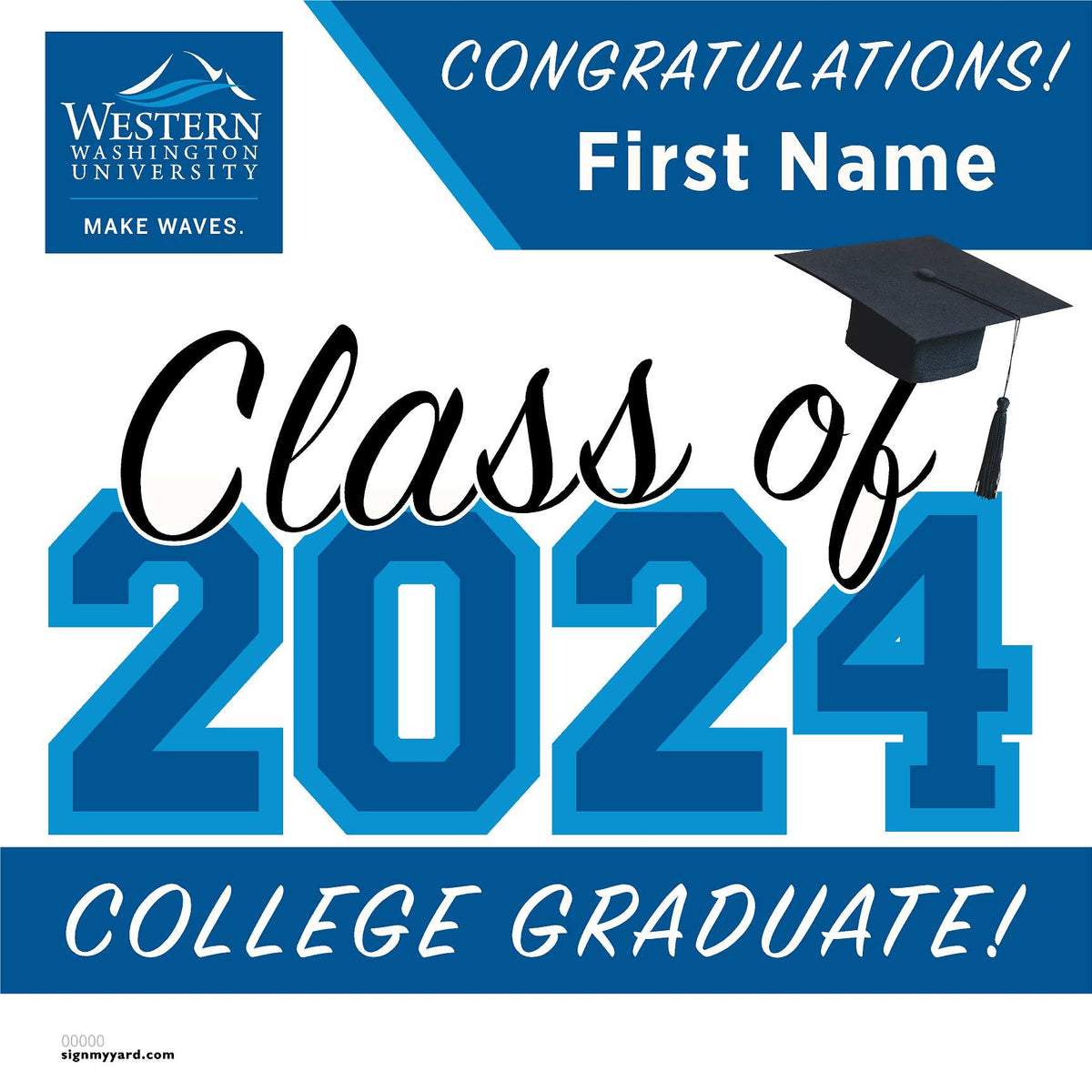 Western Washington University 24x24 Class of 2024 Yard Sign (Option A