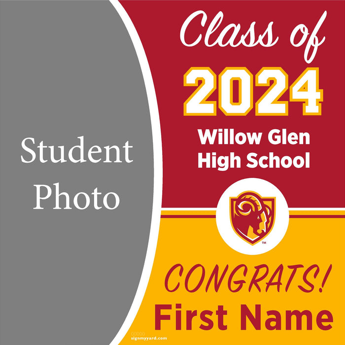 Willow Glen High School 24x24 Class of 2024 Yard Sign with Photo(Option C)
