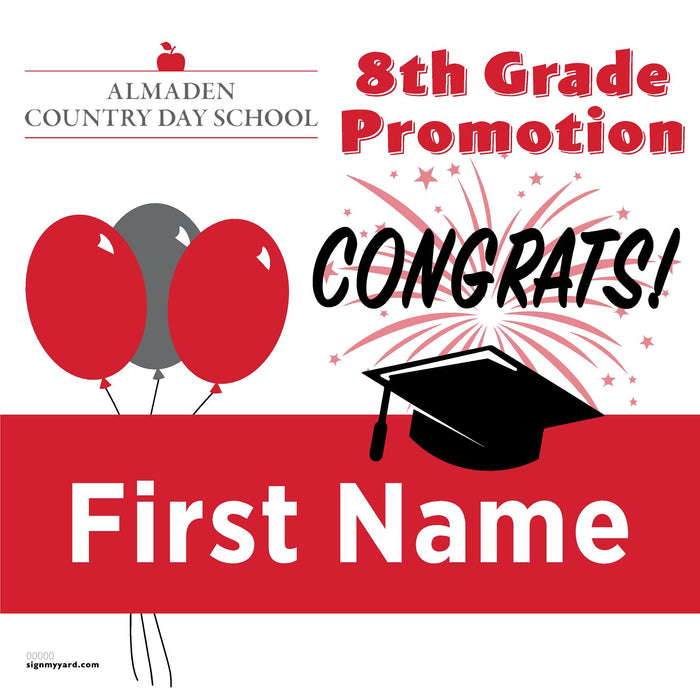 Almaden Country Day School 8th Grade Promotion 24x24 Yard Sign (Option A)
