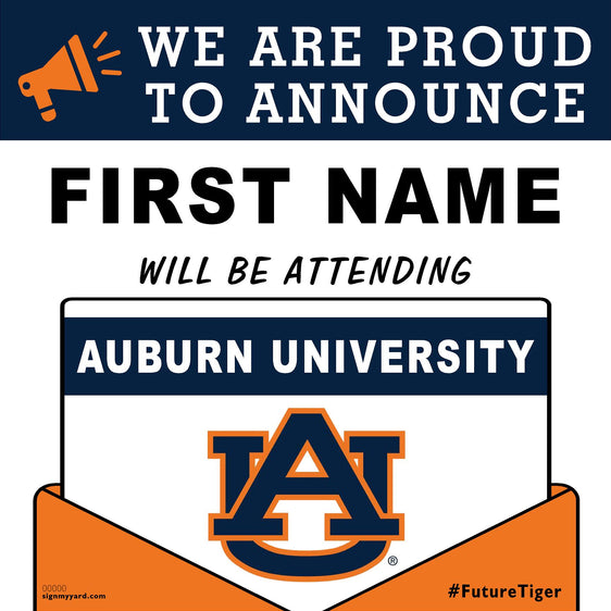 Auburn University 24x24 College Acceptance Yard Sign (Option A)