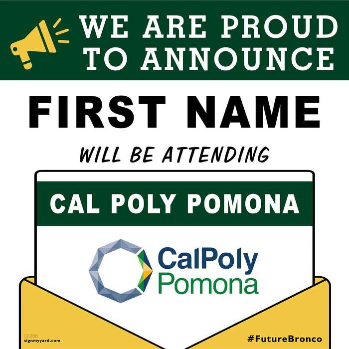 Cal Poly Pomona 24x24 College Acceptance Yard Sign (Option A)