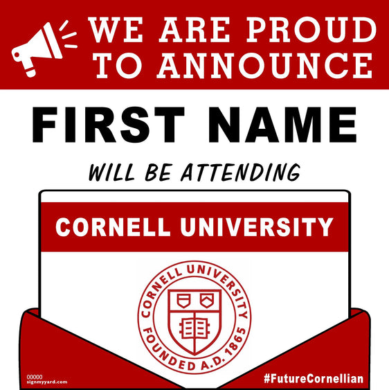 Cornell University 24x24 College Acceptance Yard Sign (Option A)