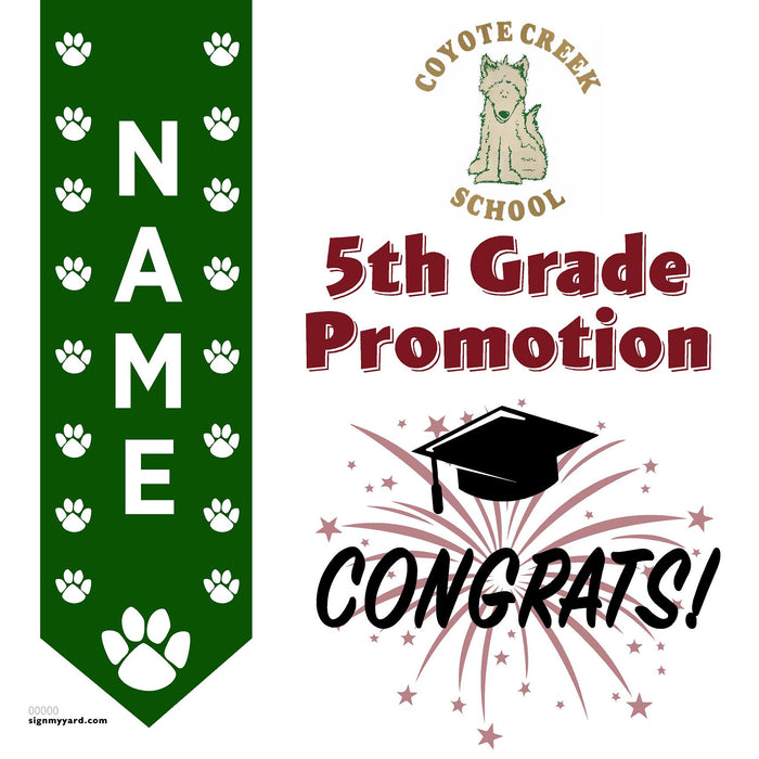 Coyote Creek Elementary School 5th Grade Promotion 24x24 Yard Sign (Option B)