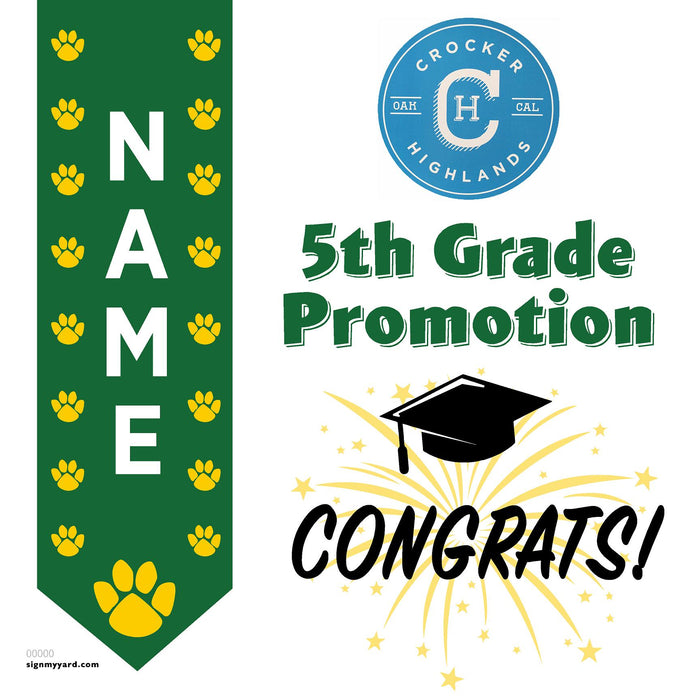 Crocker Highlands Elementary School 5th Grade Promotion 24x24 Yard Sign (Option B)
