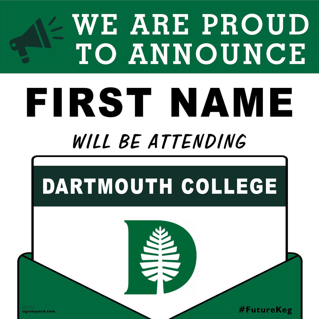Dartmouth College 24x24 College Acceptance Yard Sign (Option A)
