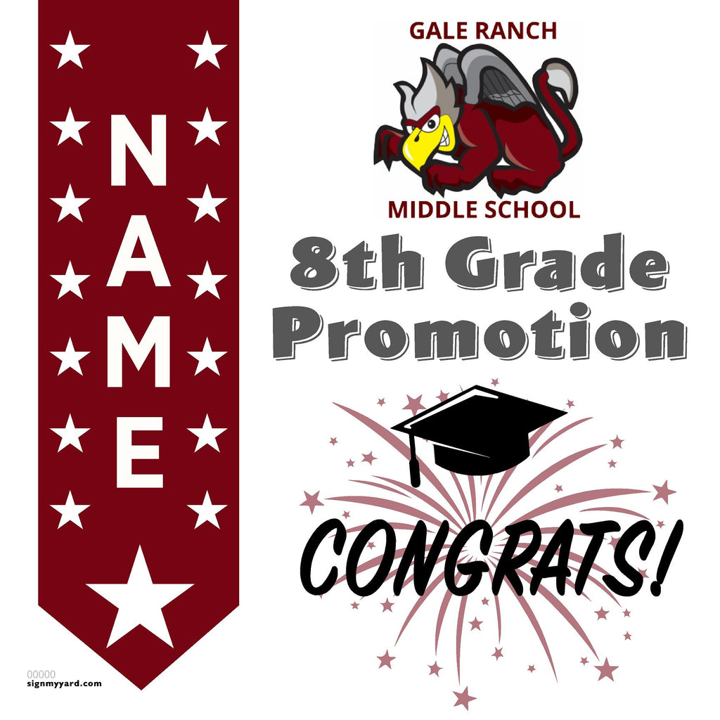 Gale Ranch Middle School 8th Grade Promotion 24x24 Yard Sign (Option B)