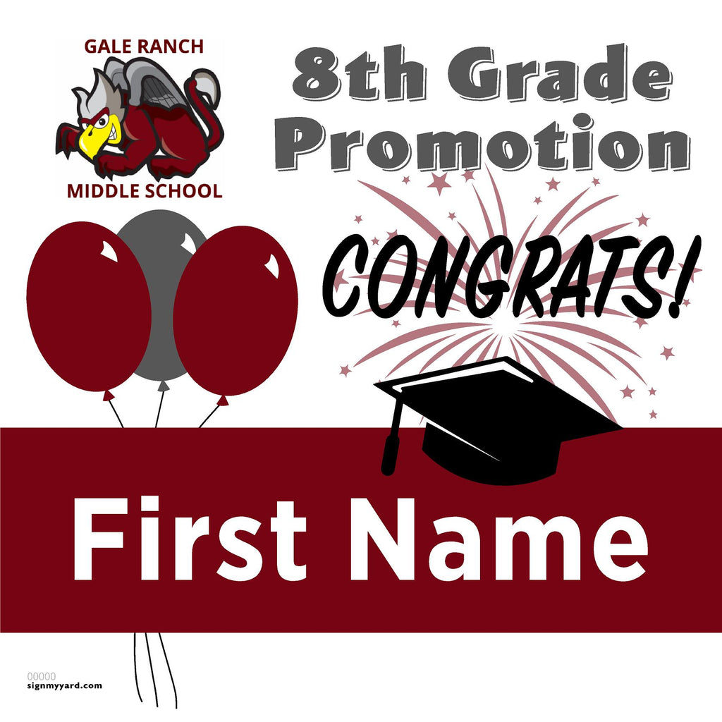 Gale Ranch Middle School 8th Grade Promotion 24x24 Yard Sign (Option A)