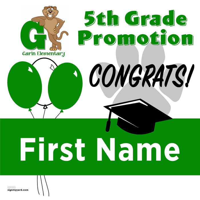 Garin Elementary School 5th Grade Promotion 24x24 Yard Sign (Option A)