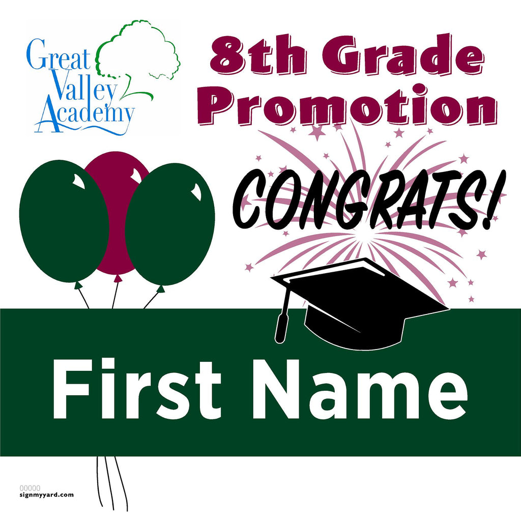 Great Valley Academy 8th Grade Promotion 24x24 Yard Sign (Option A)