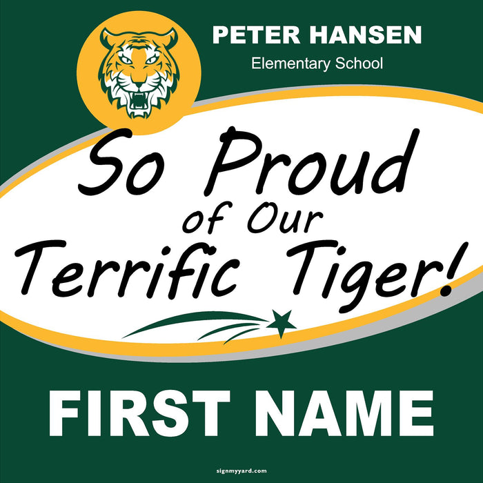 Hansen Elementary Terrific Tiger 24x24 Yard Sign (includes installation in your yard)