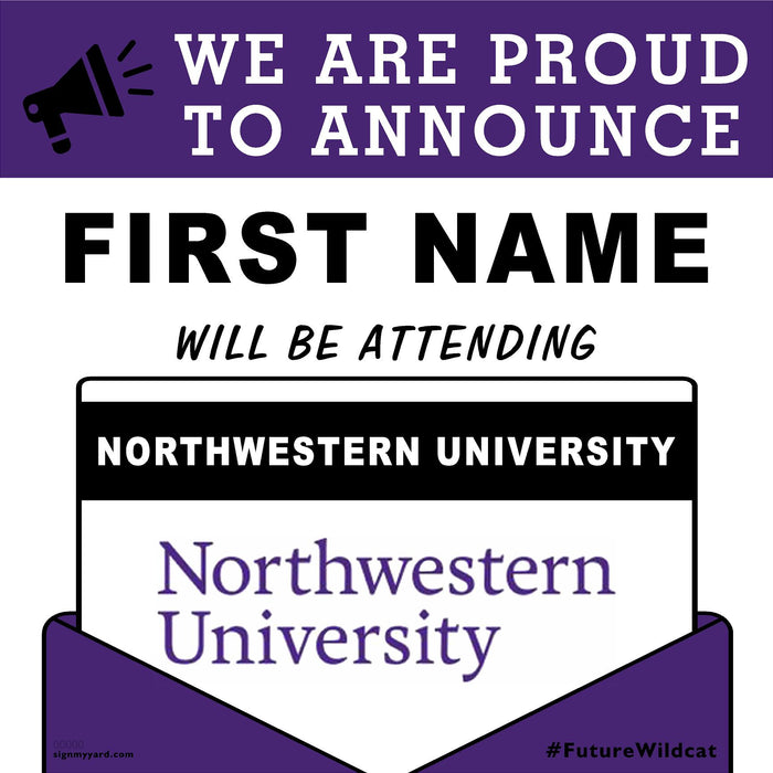 Northwestern University 24x24 College Acceptance Yard Sign (Option A)