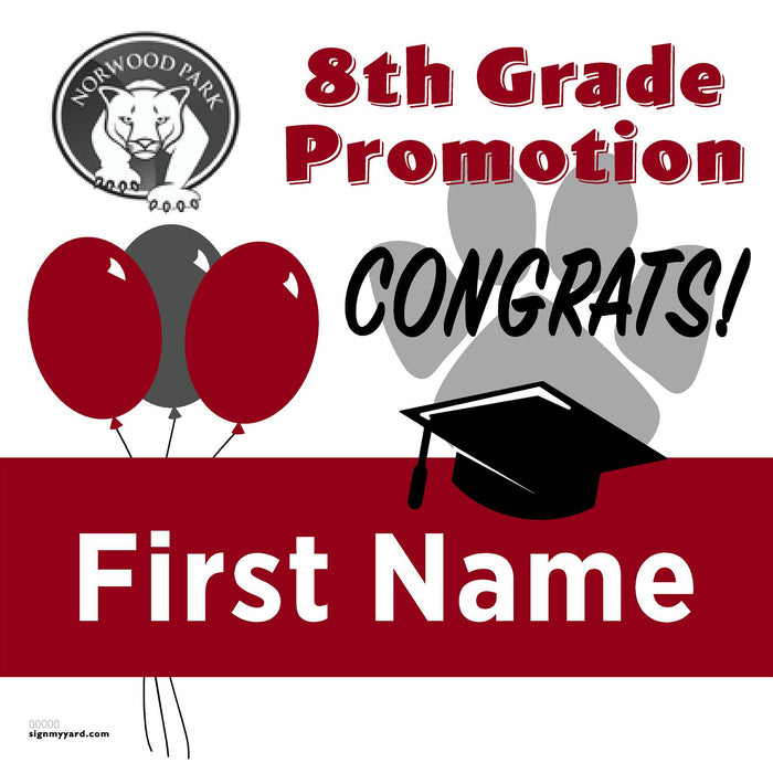 Norwood Park School 8th Grade Promotion 24x24 Yard Sign (Option A)