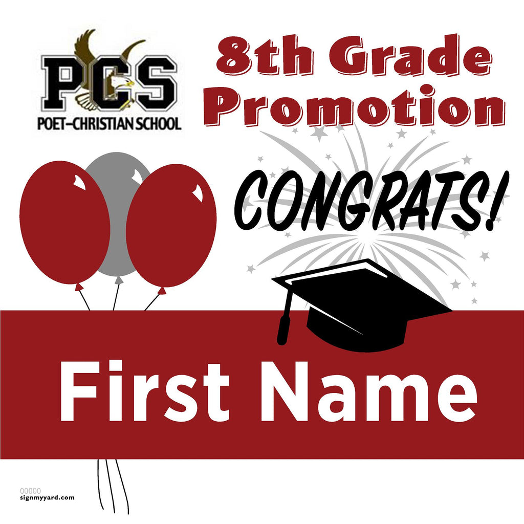 Poet Christian 8th Grade Promotion 24x24 Yard Sign (Option A)