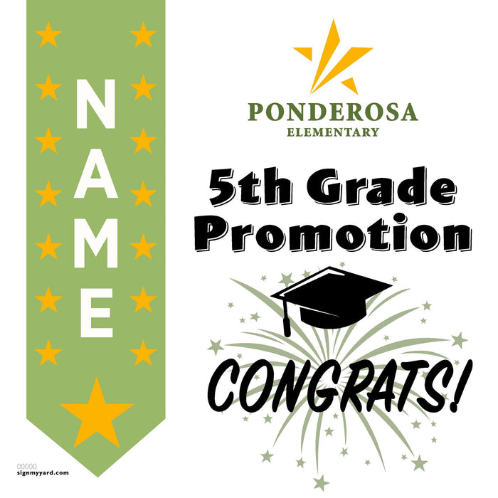 Ponderosa Elementary School 5th Grade Promotion 24x24 Yard Sign (Option B)