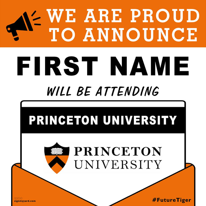 Princeton University 24x24 College Acceptance Yard Sign (Option A)