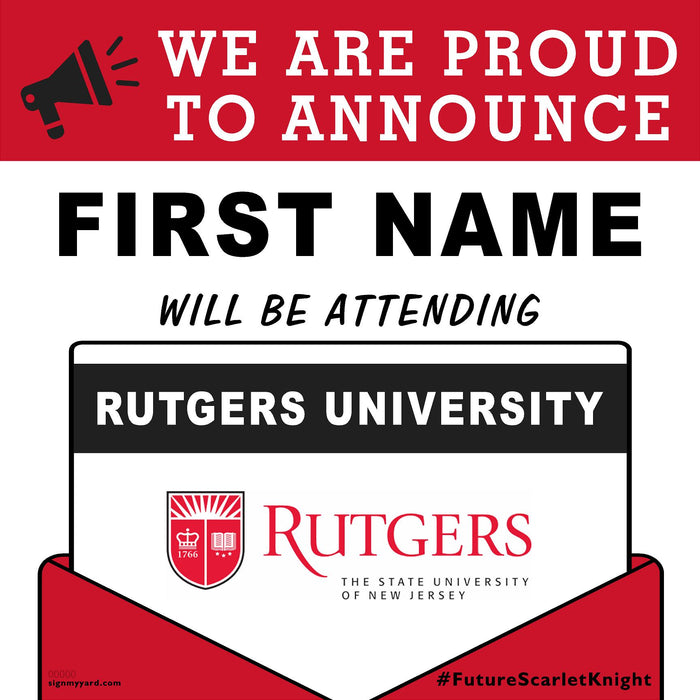 Rutgers University 24x24 College Acceptance Yard Sign (Option A)
