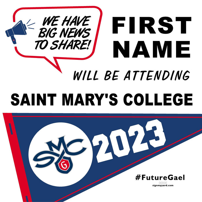 St. Mary's College 24x24 College Acceptance Yard Sign (Option B)