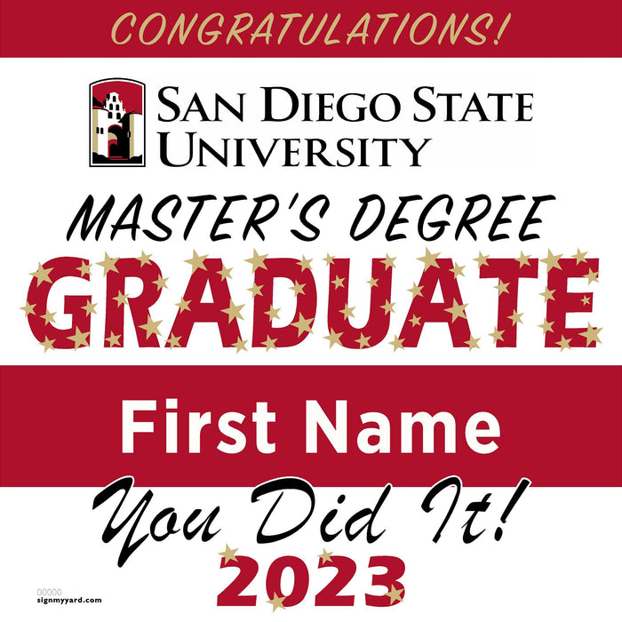San Diego State University (Masters) 24x24 Class of 2023 Yard Sign (Option B)