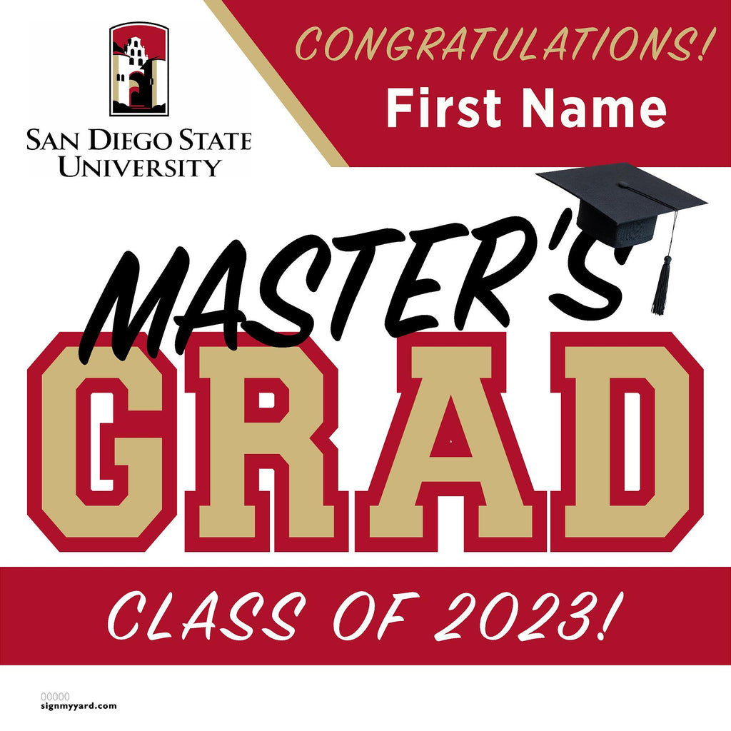 San Diego State University (Masters) 24x24 Class of 2023 Yard Sign (Option A)